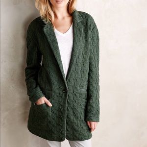 Anthropologie Green Knit Blazer